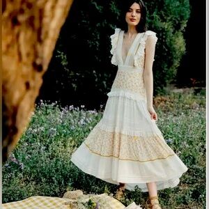 Lait lacy V-neck ruffle tiered dress.  BNWT.  Size M.